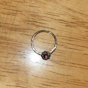 14k Gold Filled 18 gauge Septum Hoop Piercing Red Stone Intricate Nose Ring